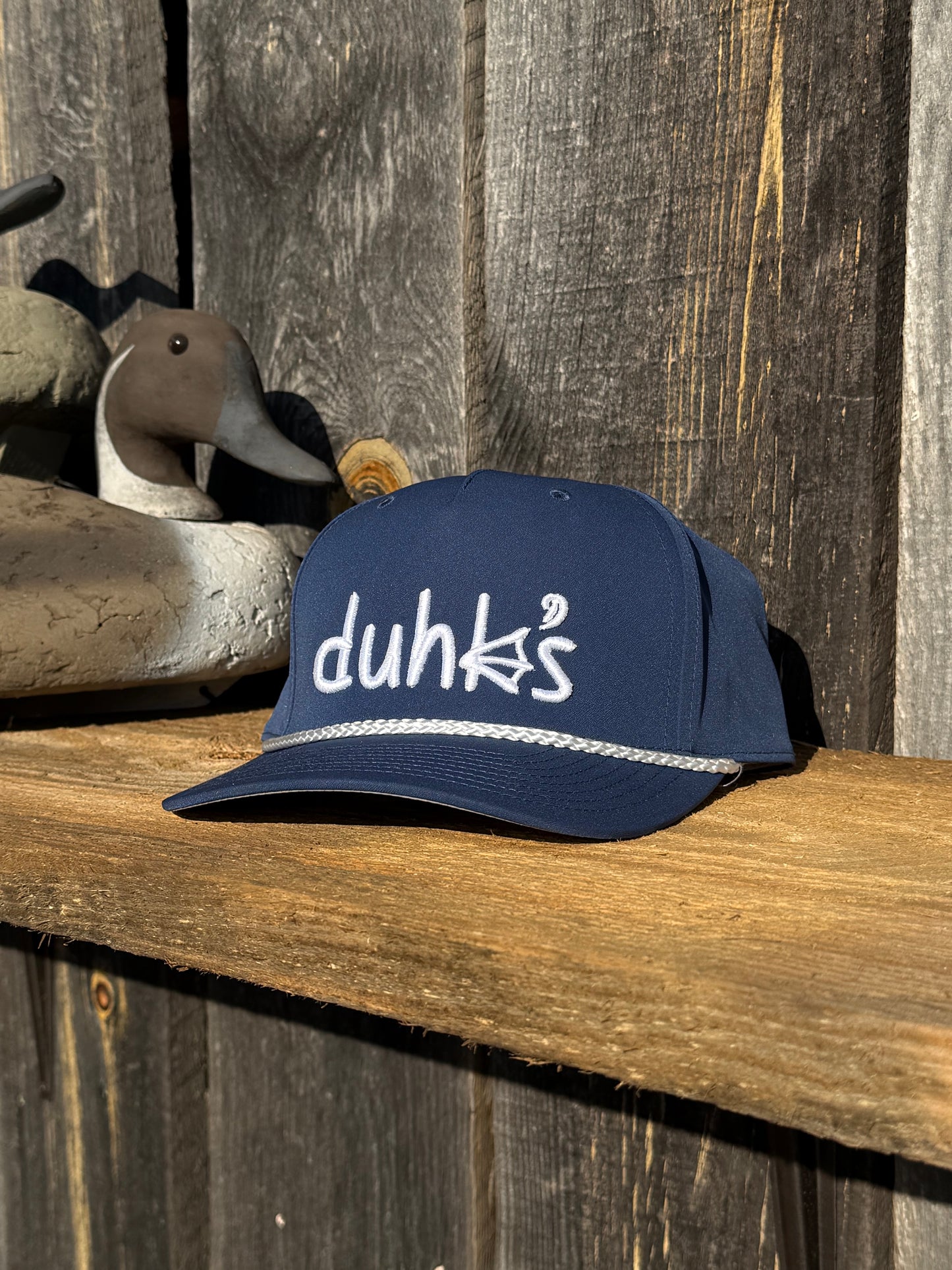 Blue embroidered duhk's logo hat. Snap back Richardson 258